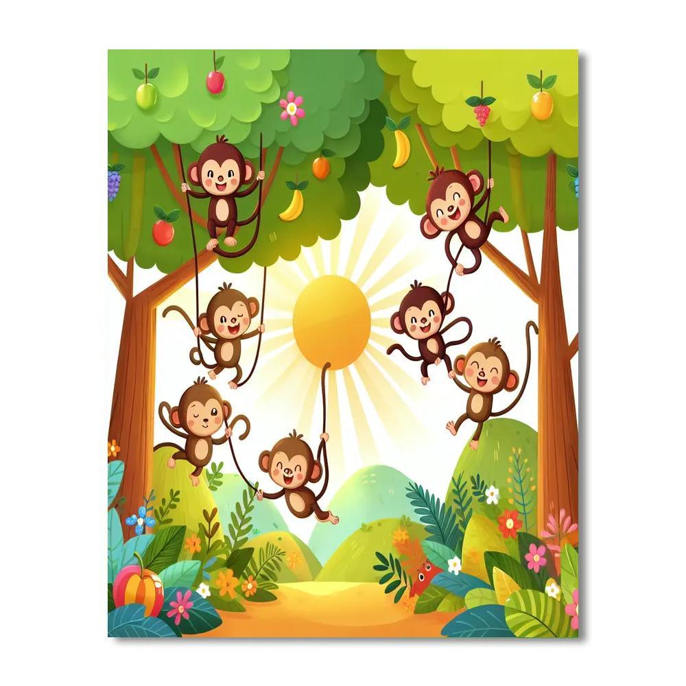 Jungle Journey With Jolly Monkeys Painting Number Kit