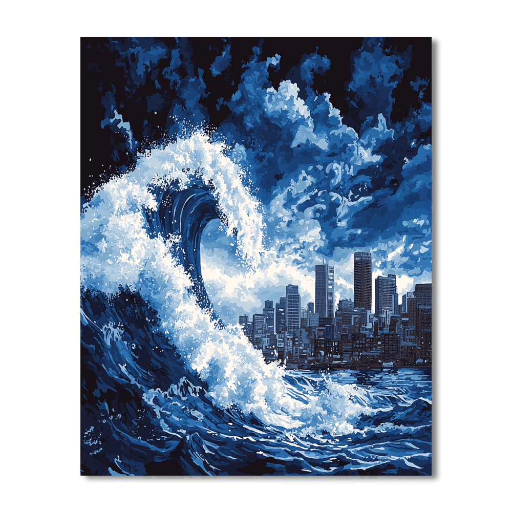 Katsushika Hokusai Inspired The Great Wave Skyline  Paint By Numbers Kits