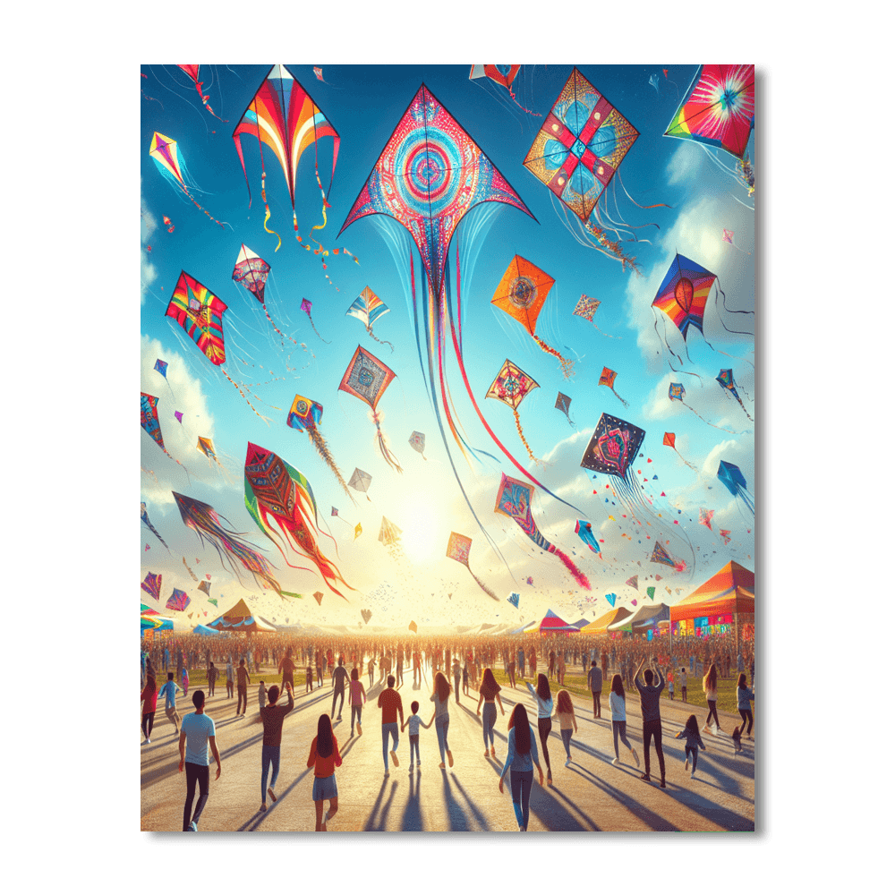 Playful Kite Festival Number Painting