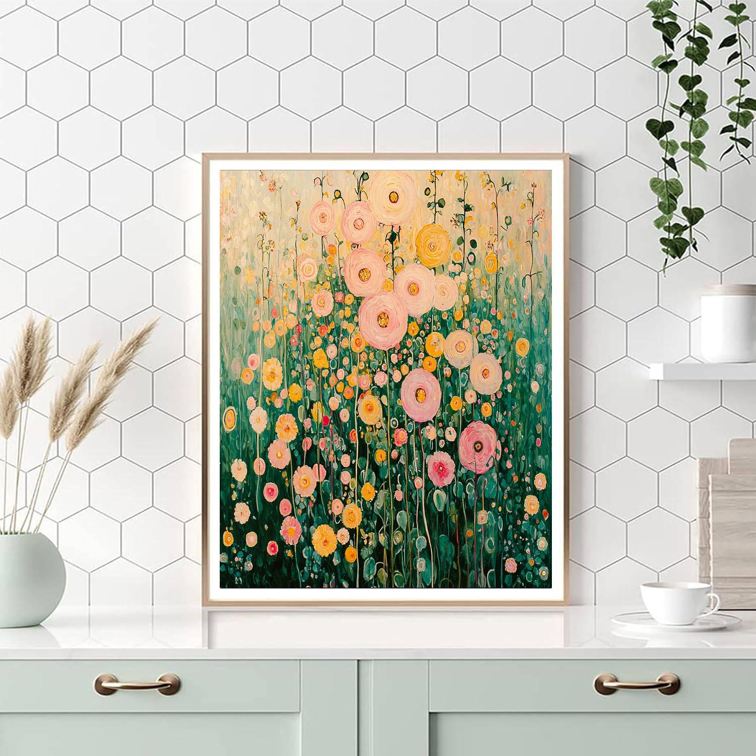 Klimt Inspired Charming Florals  Number Painting