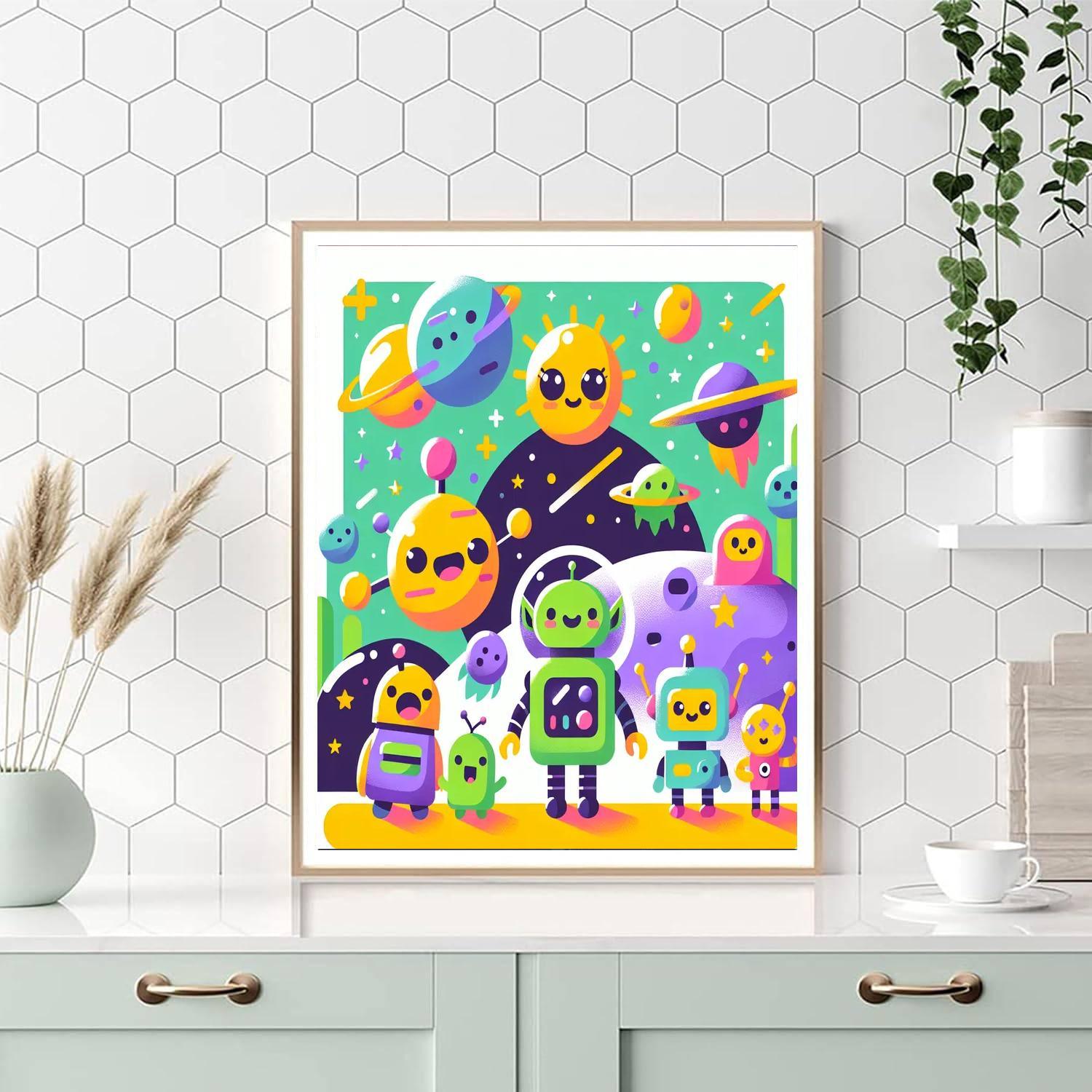 Curious Space Friends Paint By Numbers Art