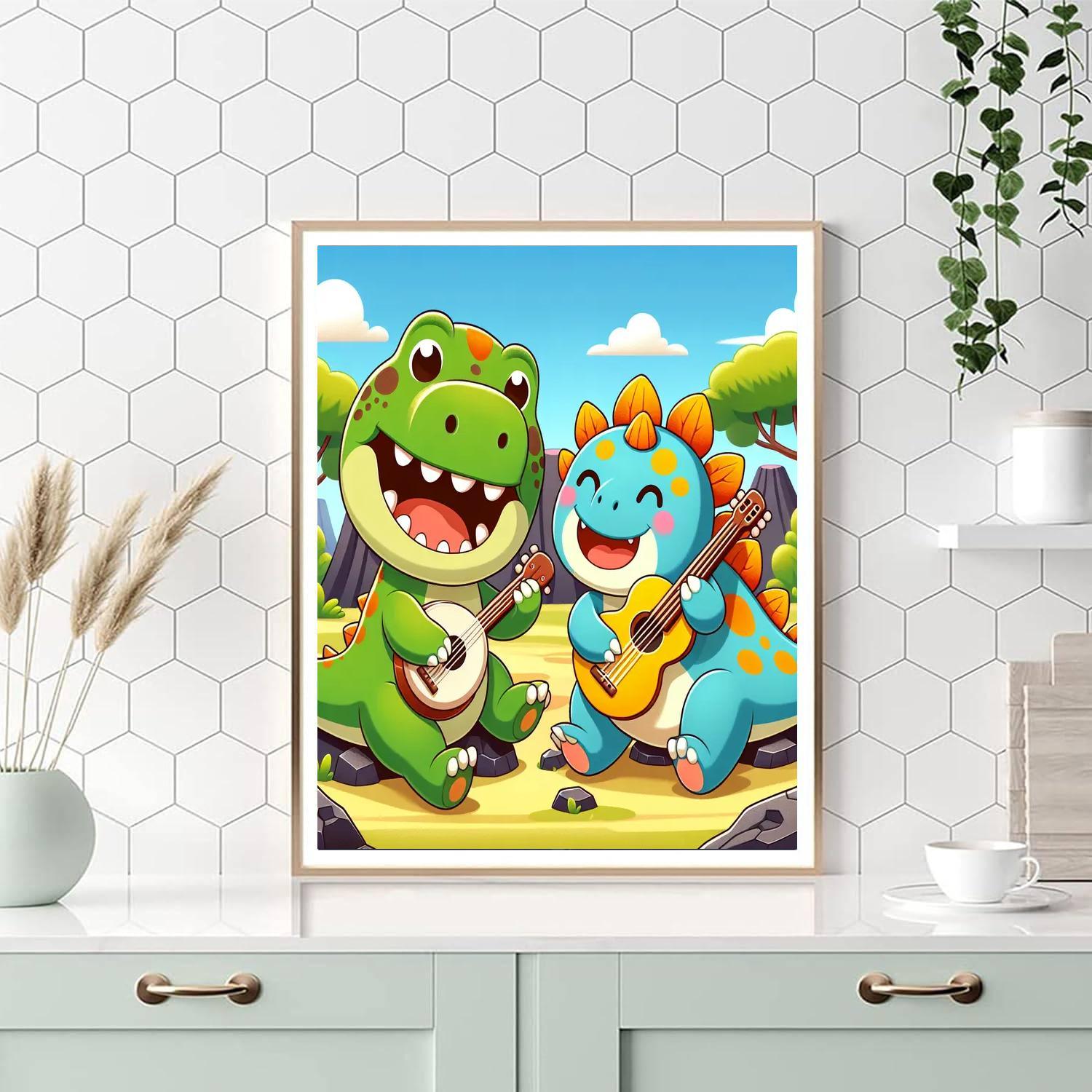 Funky Dinosaur Band Paint By Number