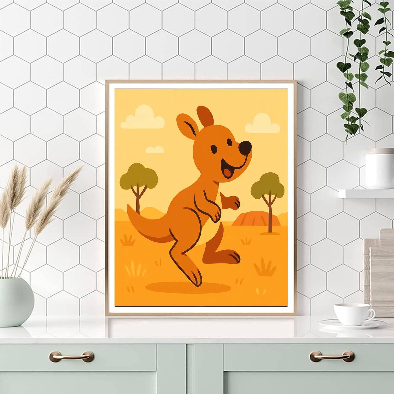 Cheerful Kangaroo Numbered Painting Kits