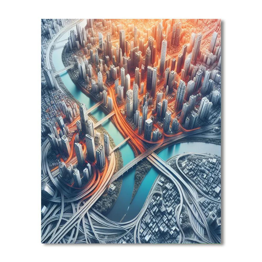 Aerial Cityscape Vistas Numbered Painting Kits