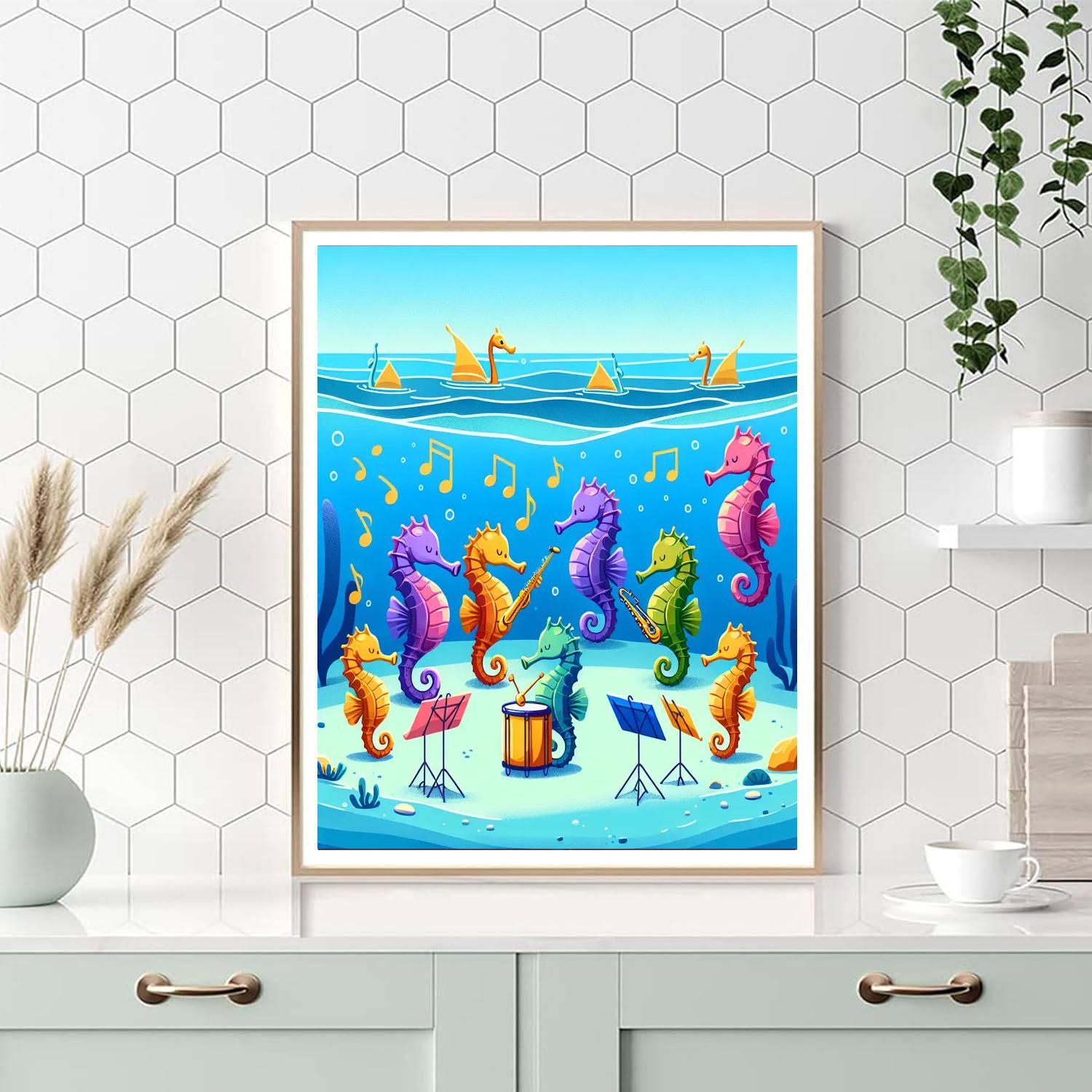 Silly Seahorse Symphony Numbered Painting Kits