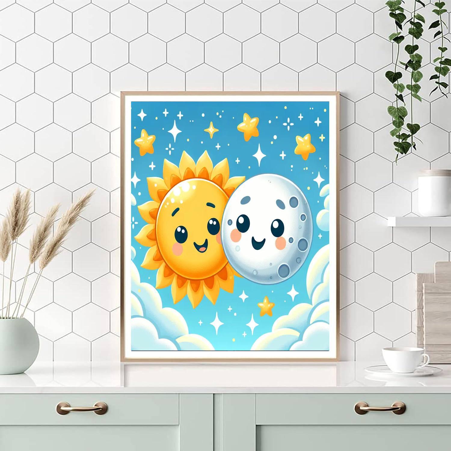Cheerful Sun And Moon Painting By Numbers Kit