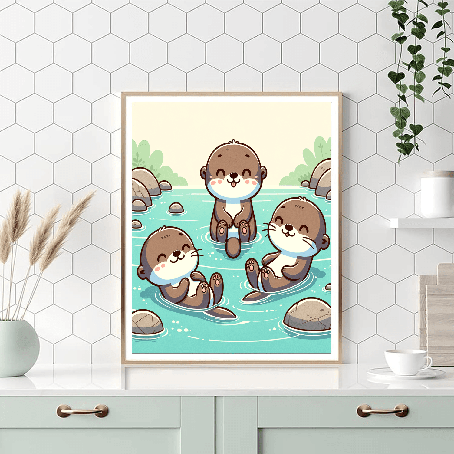 Giggling Otter Family Paint By Color