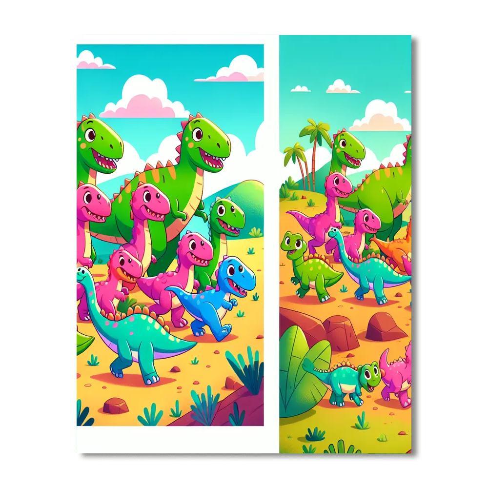 Happy Dinosaur Parade Paint By Numbers Art