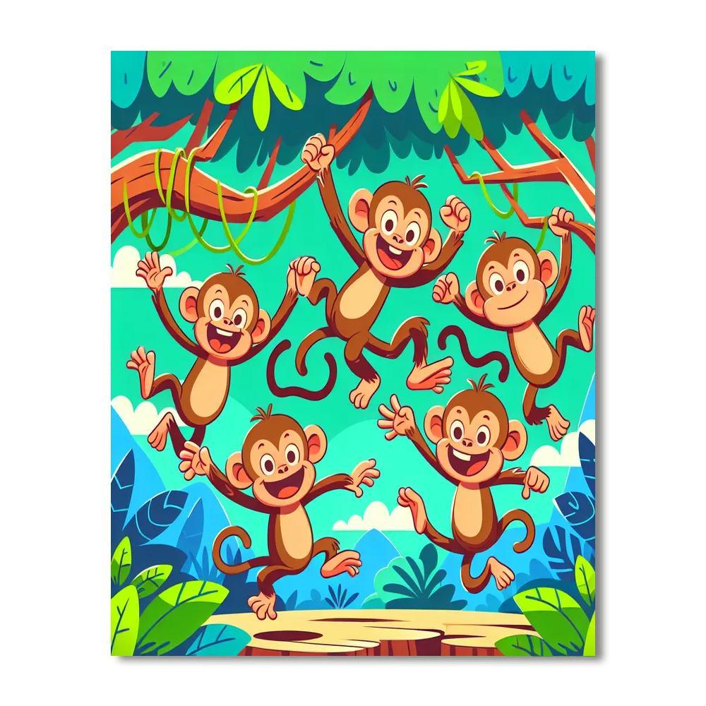 Jungle Gymnasts' Adventure Paint By Color