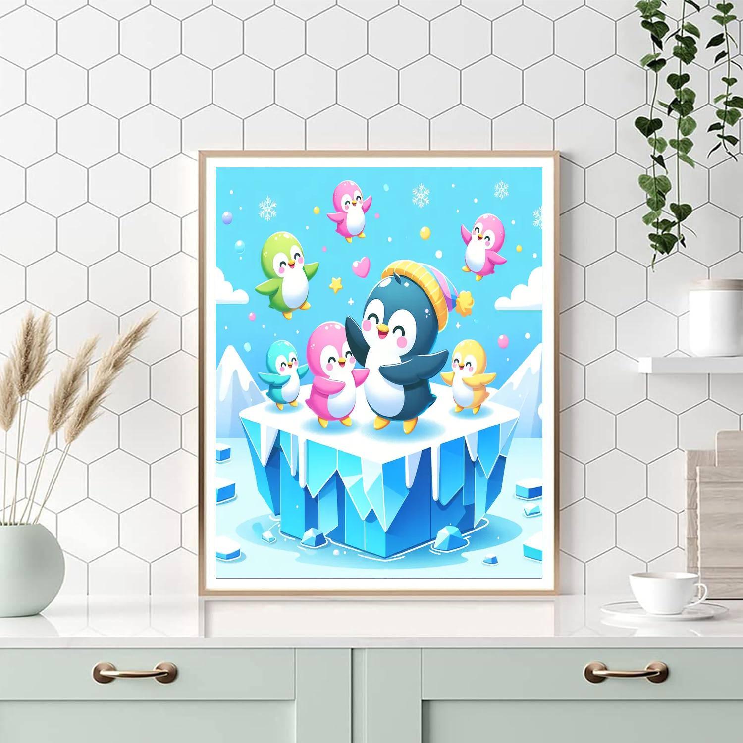 Dancing Penguins On Ice DIY Paint By Numbers