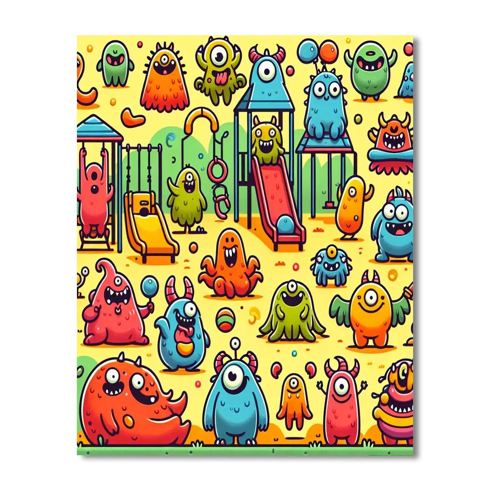 Silly Monster's Playground Paint By Numbers Art