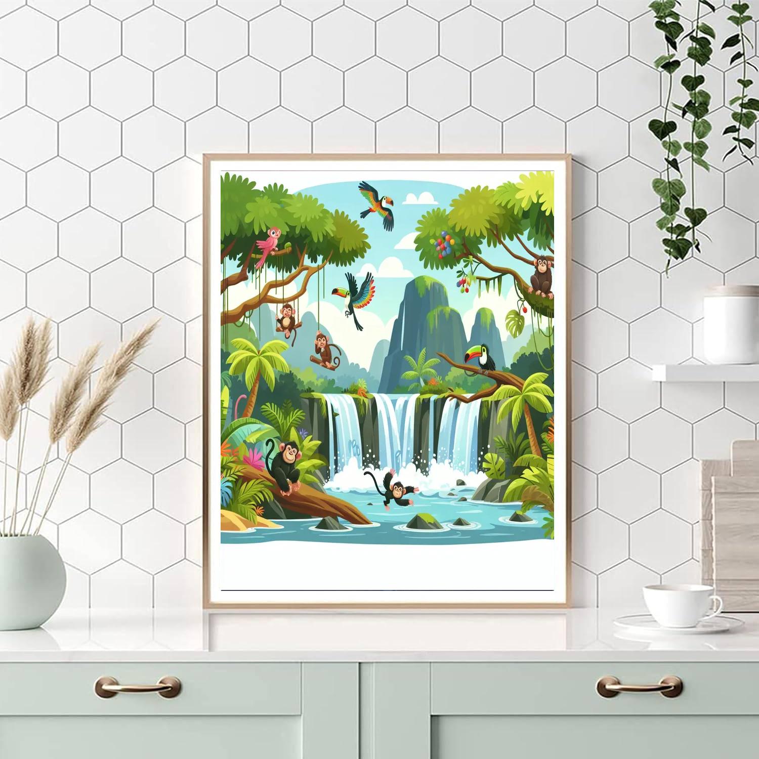 Jungle Waterfall Adventure Paint By Number