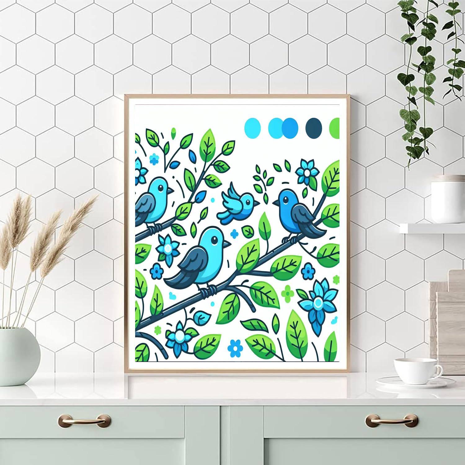 Blissful Bluebirds Paint By Numbers Art