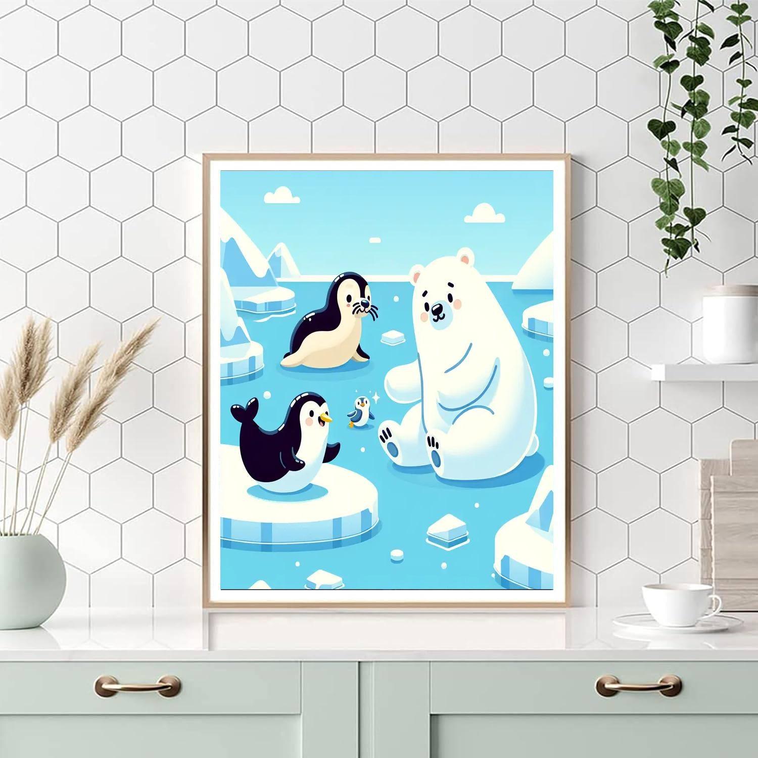 Cute Creatures Of The Arctic Paint By Numbers Art