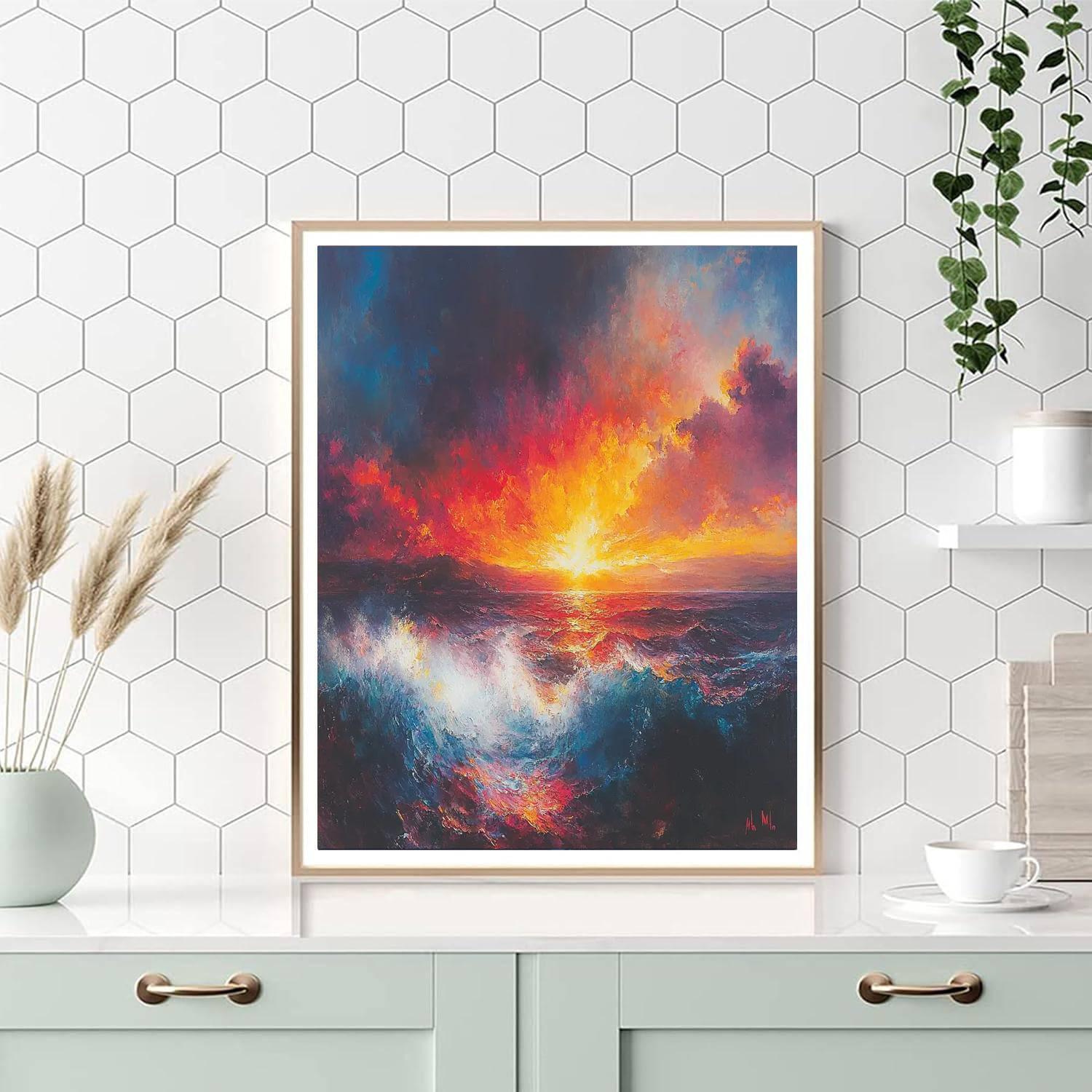 J.M.W. Turner Inspired Turner's Fiery Sunset  Numbered Painting Kits