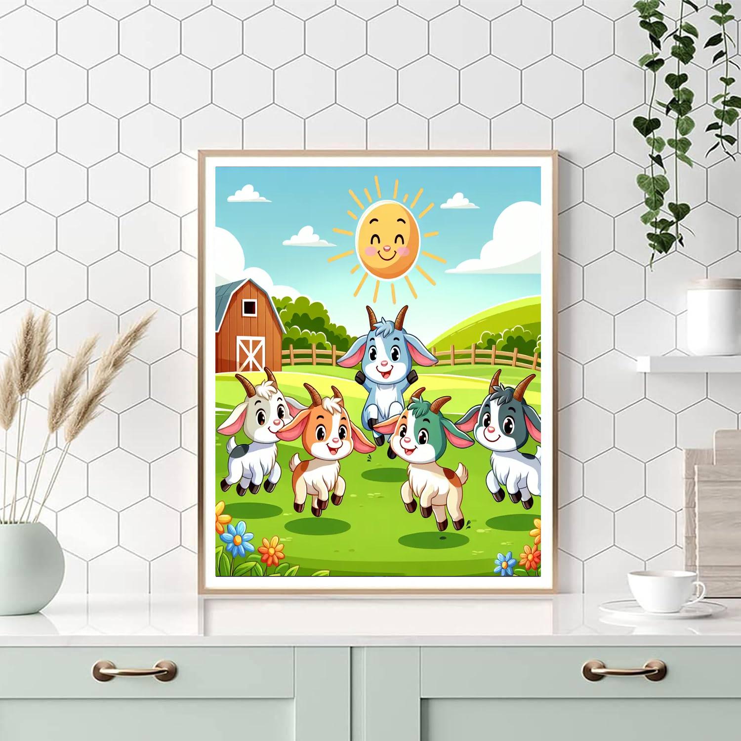 Giggles With Goats Painting Number Kit