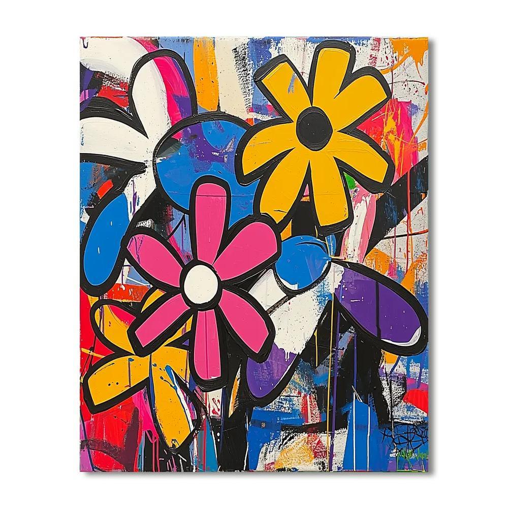 Basquiat Inspired Cosmic Petals  Painting By Numbers Kit