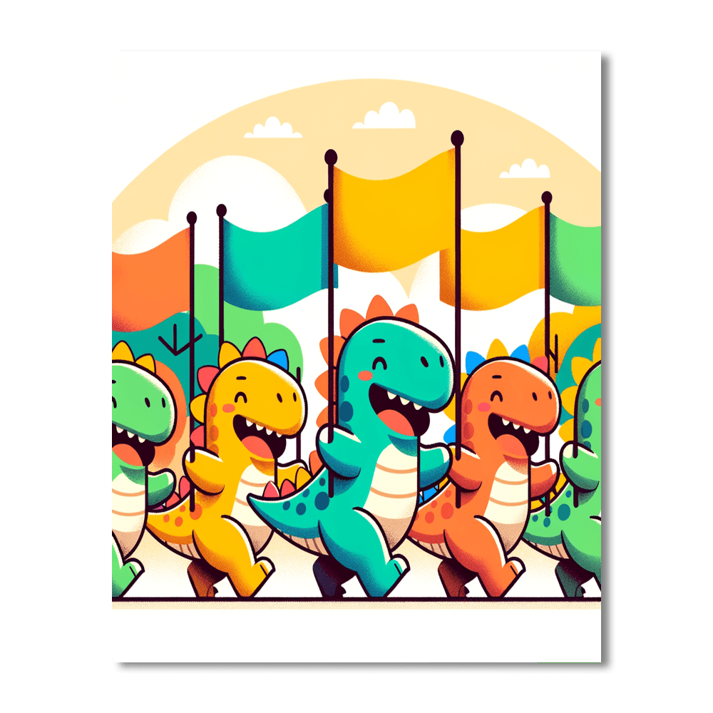 Friendly Dinosaur Parade Number Painting