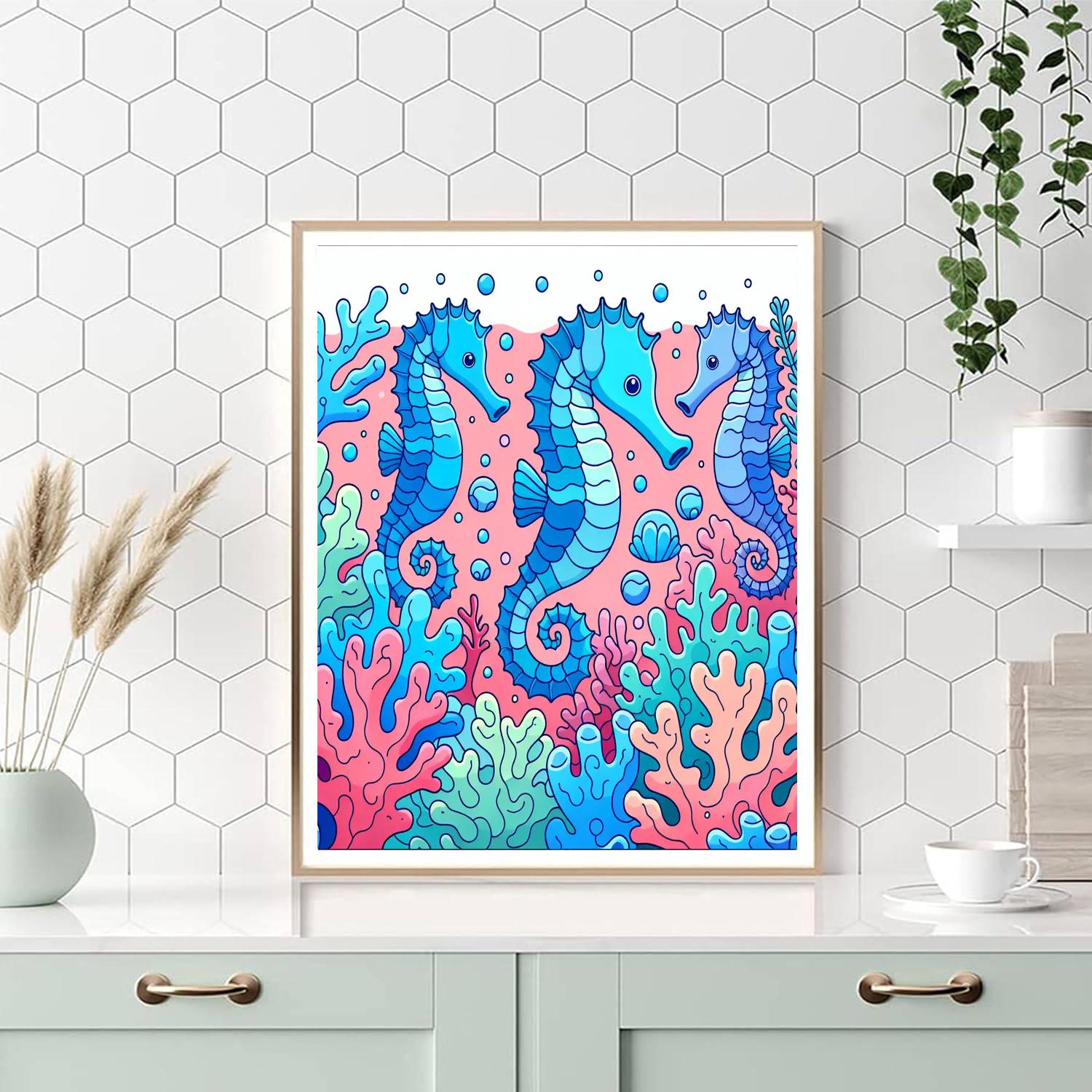 Seahorse Secret Hideaway Paint By Numbers Art