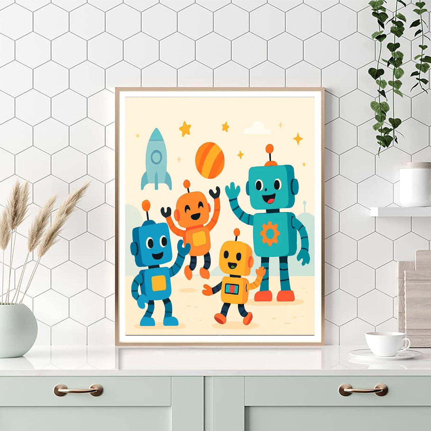 Cute Robot Adventures Numbered Painting Kits