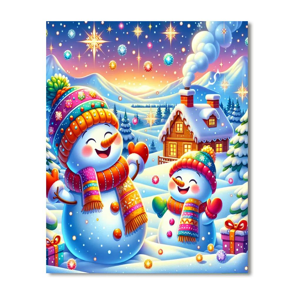 Sparkling Snowy Scene Paint By Numbers Art
