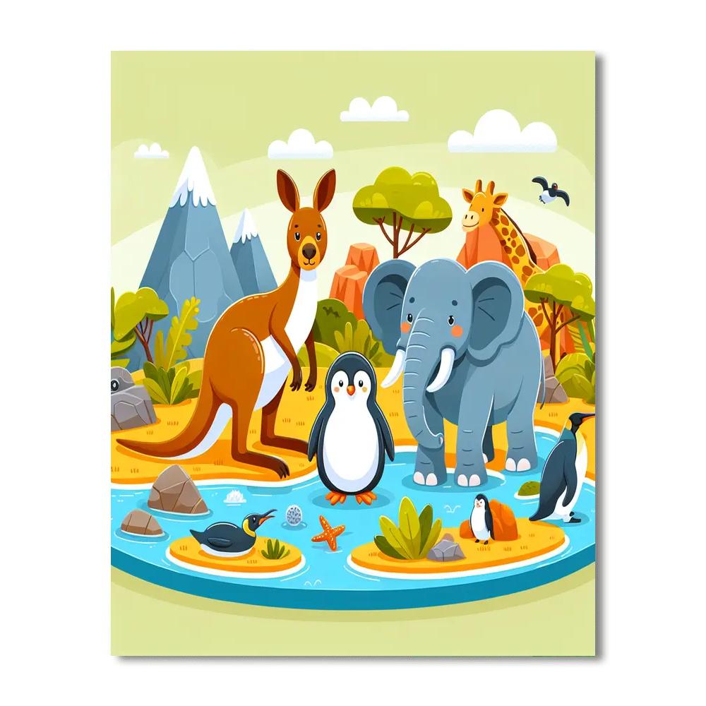 Amazing Animals Around The World Number Painting