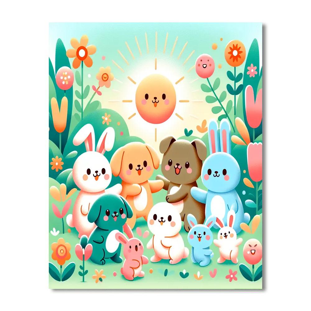 Cute Animal Adventures Painting Number Kit