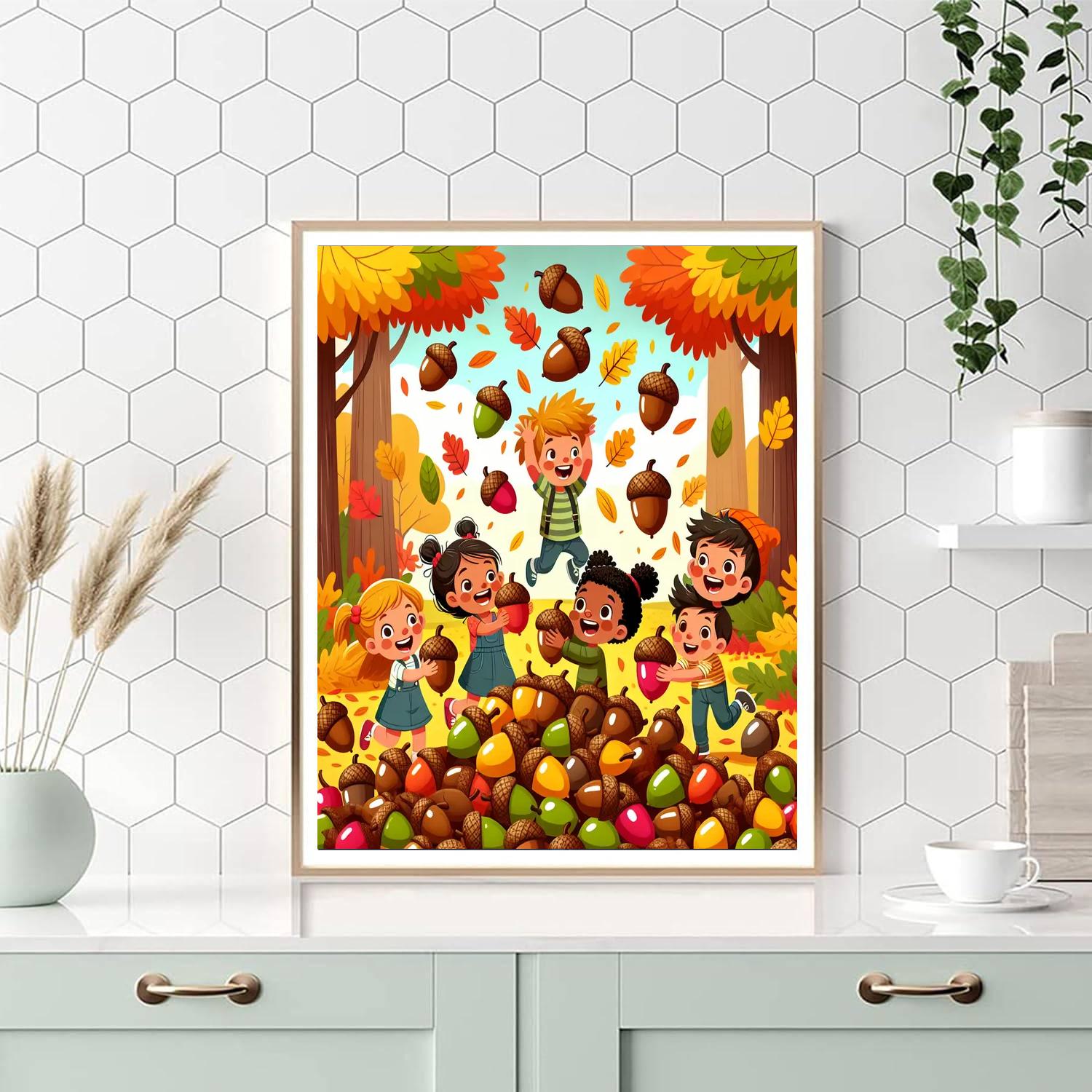 Autumn Acorn Hunt Number Painting
