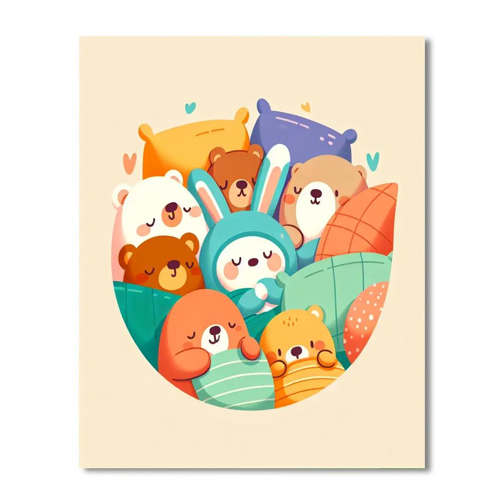 Cuddly Critters Corner Numbered Painting Kits