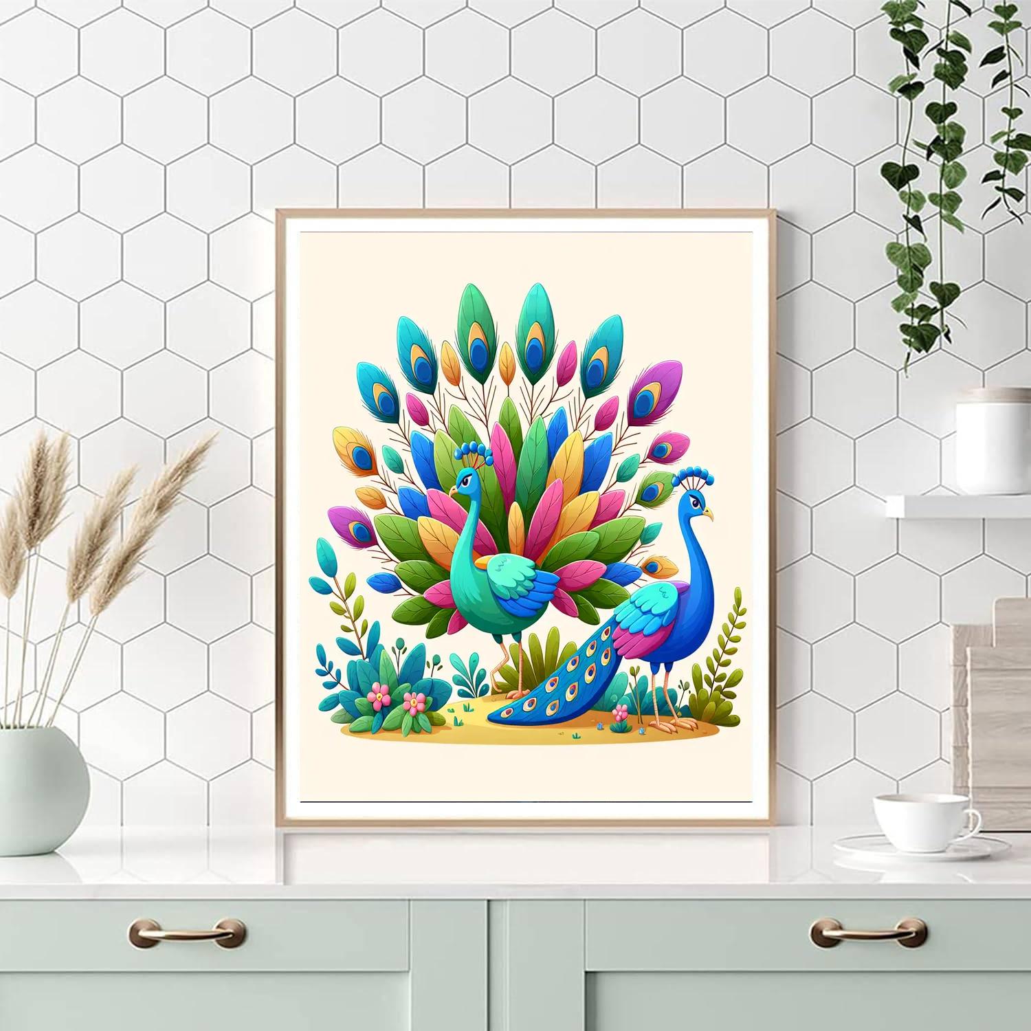 Peaceful Peacock Parade Painting Number Kit