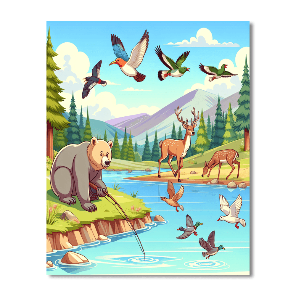 Outdoor Wildlife Encounters Number Painting