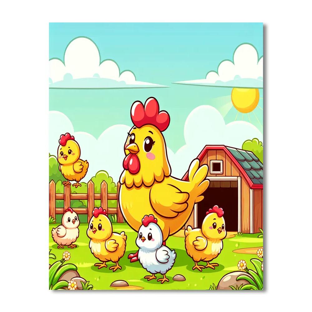 Chirpy Chickens And Egg-citement Paint By Numbers Art
