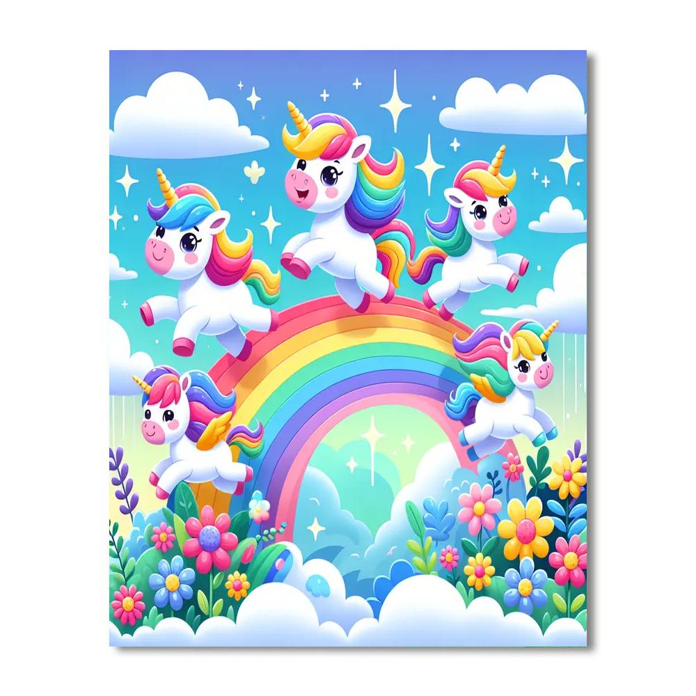 Adventure With Rainbow Unicorns Paint By Numbers Art