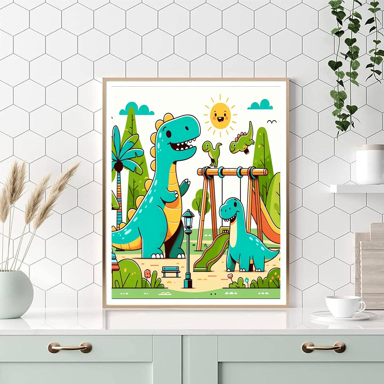 Friendly Dinosaur's Playground Numbered Painting Kits