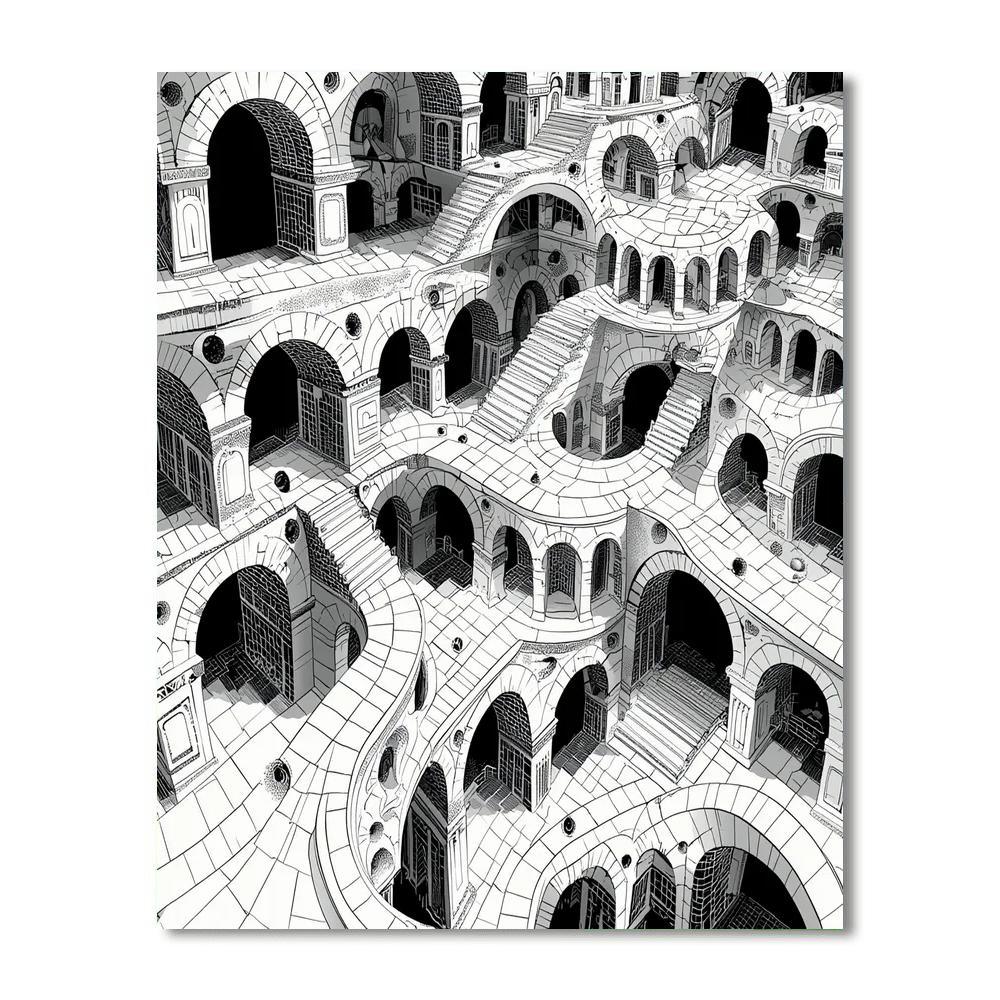 M.C. Escher Inspired Architectural Fantasies  Paint By Number