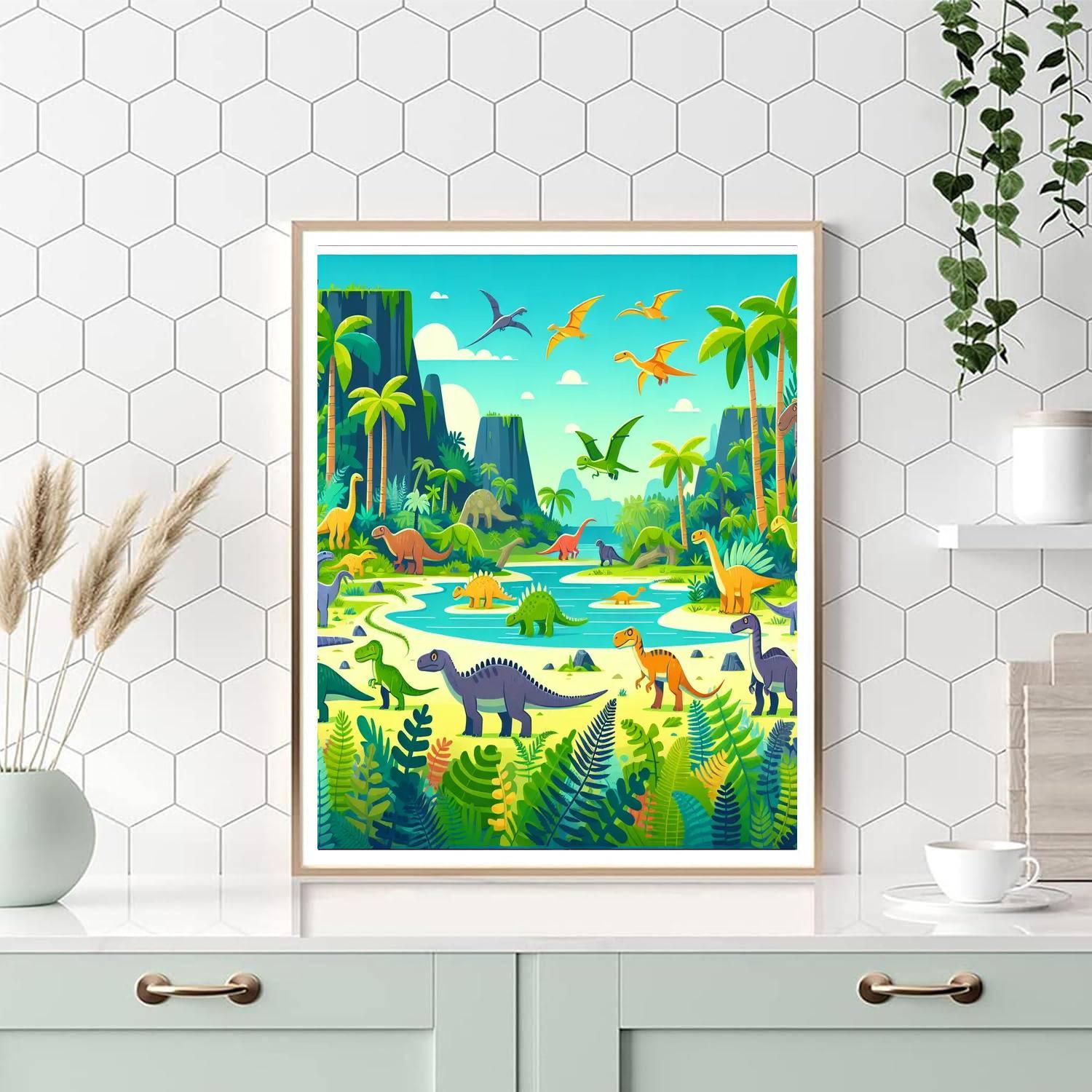 Dinosaur Island Mystery Painting Number Kit