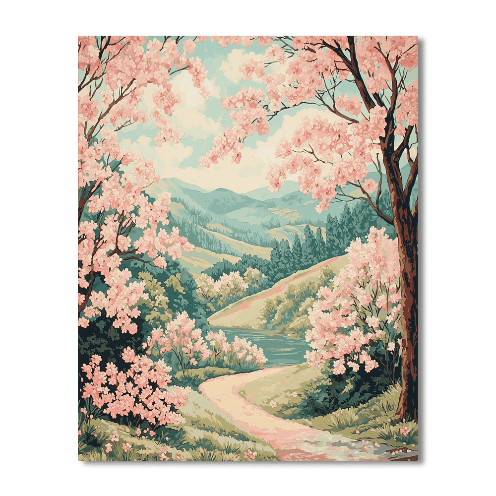 Katsushika Hokusai Inspired Under The Cherry Blossom  Paint By Color