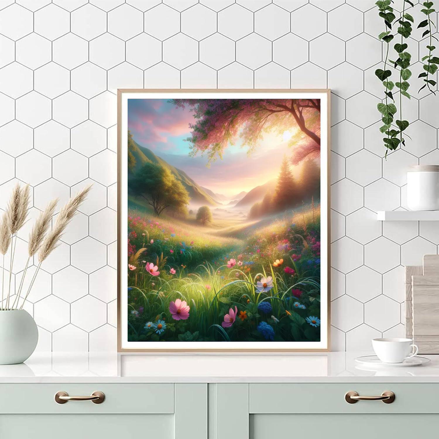 Beautiful Meadow Sunrise Paint By Numbers