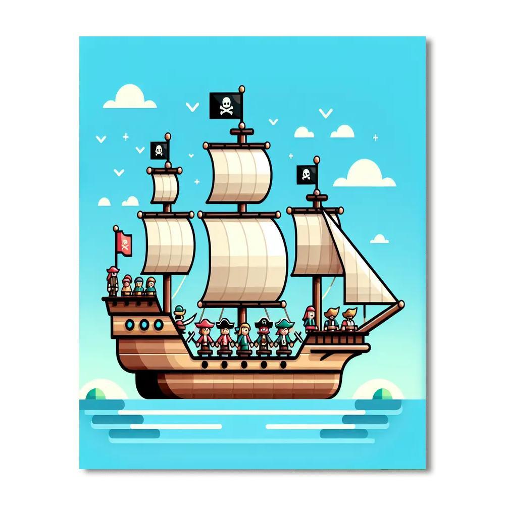Brave Pirate Ship Adventure Painting Number Kit