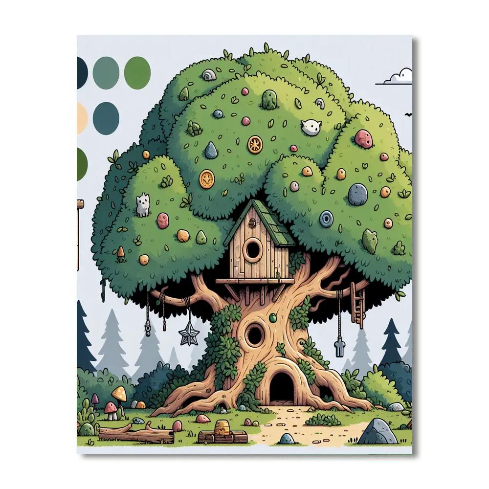 Treehouse Treasure Hunt DIY Paint By Numbers