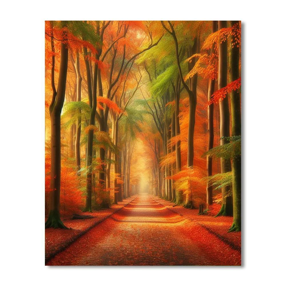 Luminous Autumn Pathway Painting Number Kit