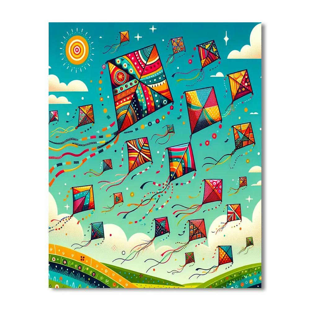 Rainbow Adventure With Kites Painting By Numbers Kit
