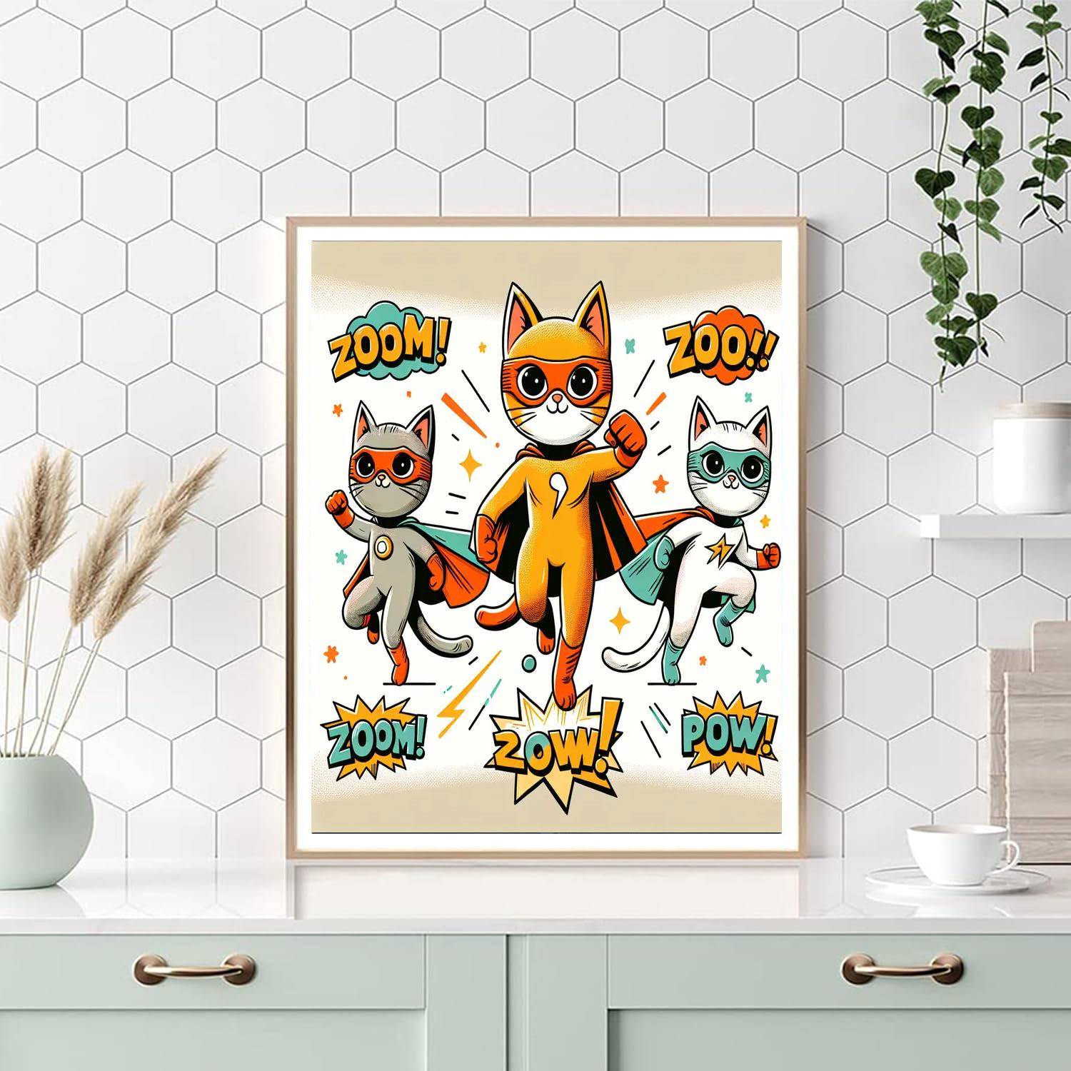 Superhero Cats Number Painting