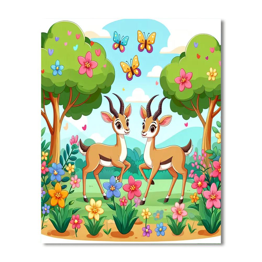 Garden Gazelle Gathering Numbered Painting Kits