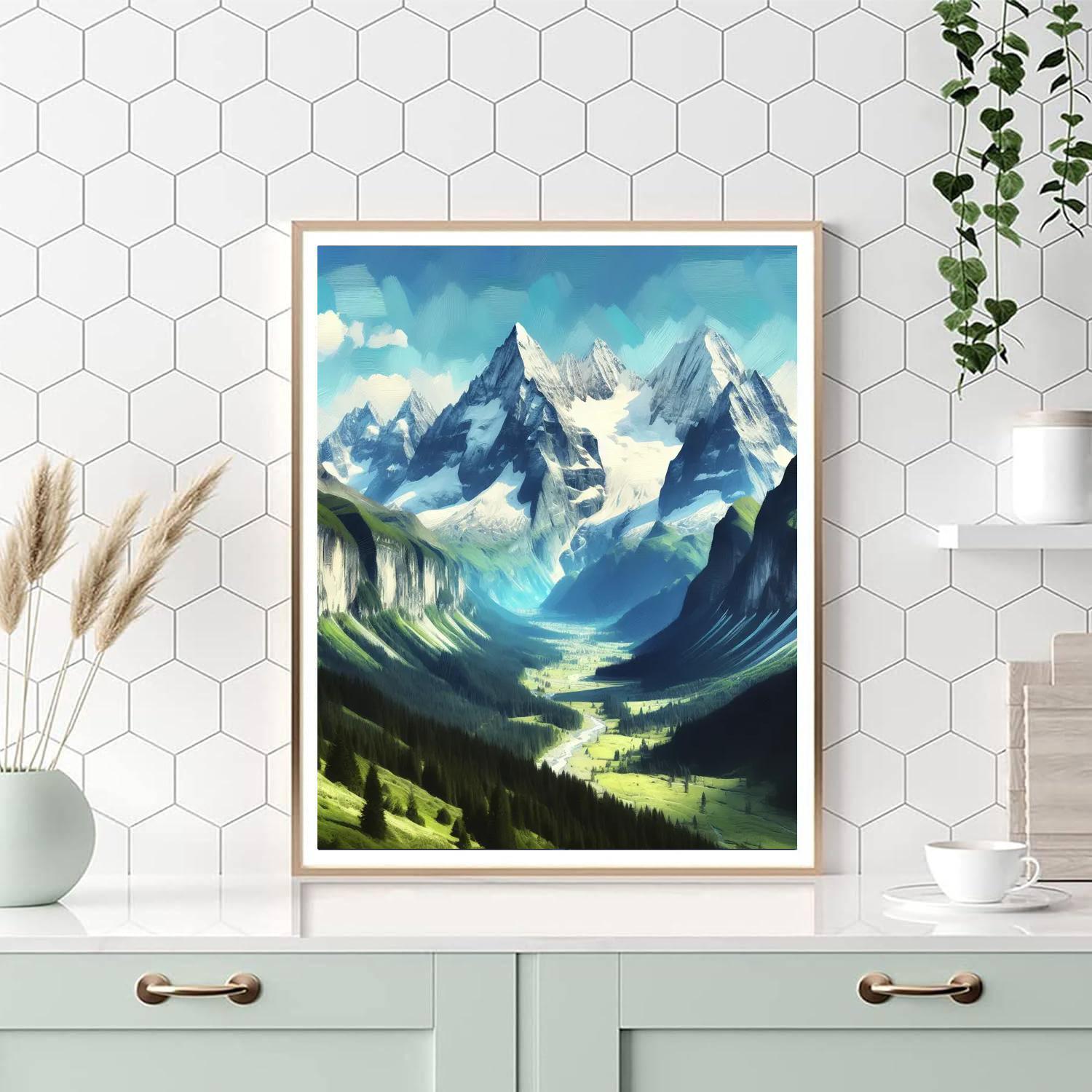 Peaceful Alpine Vista Number Painting