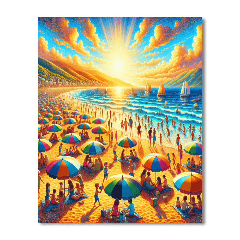 Joyful Summer Beach Day Number Painting