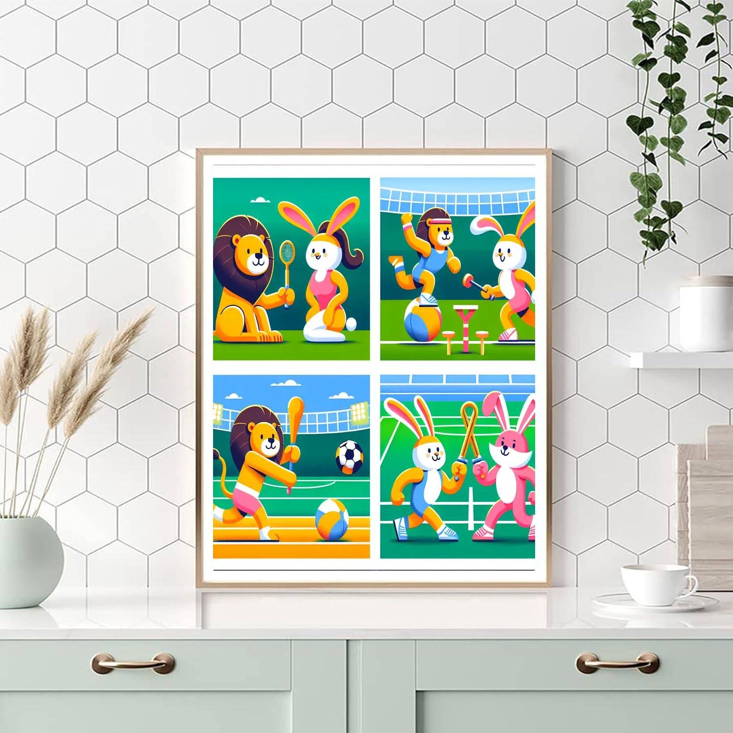 Sporty Animal Champs Paint By Numbers Art
