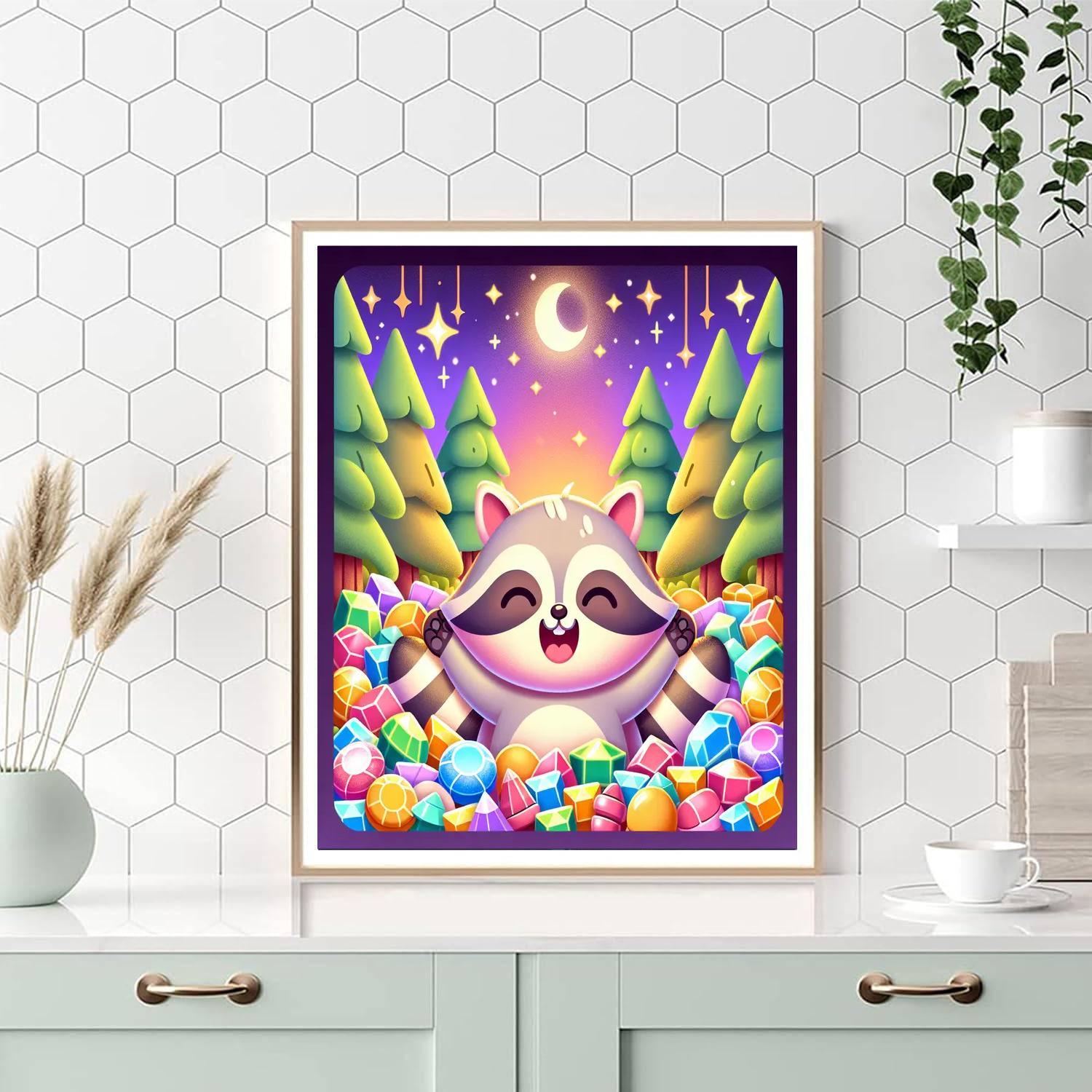 Rainbow Raccoon Adventure Paint By Number