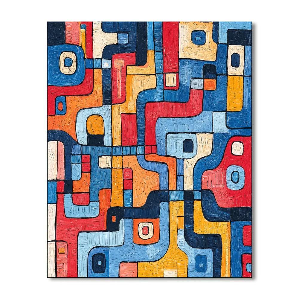 Jean Dubuffet Inspired Eccentric Cityscape Labyrinth  Painting By Numbers Kit