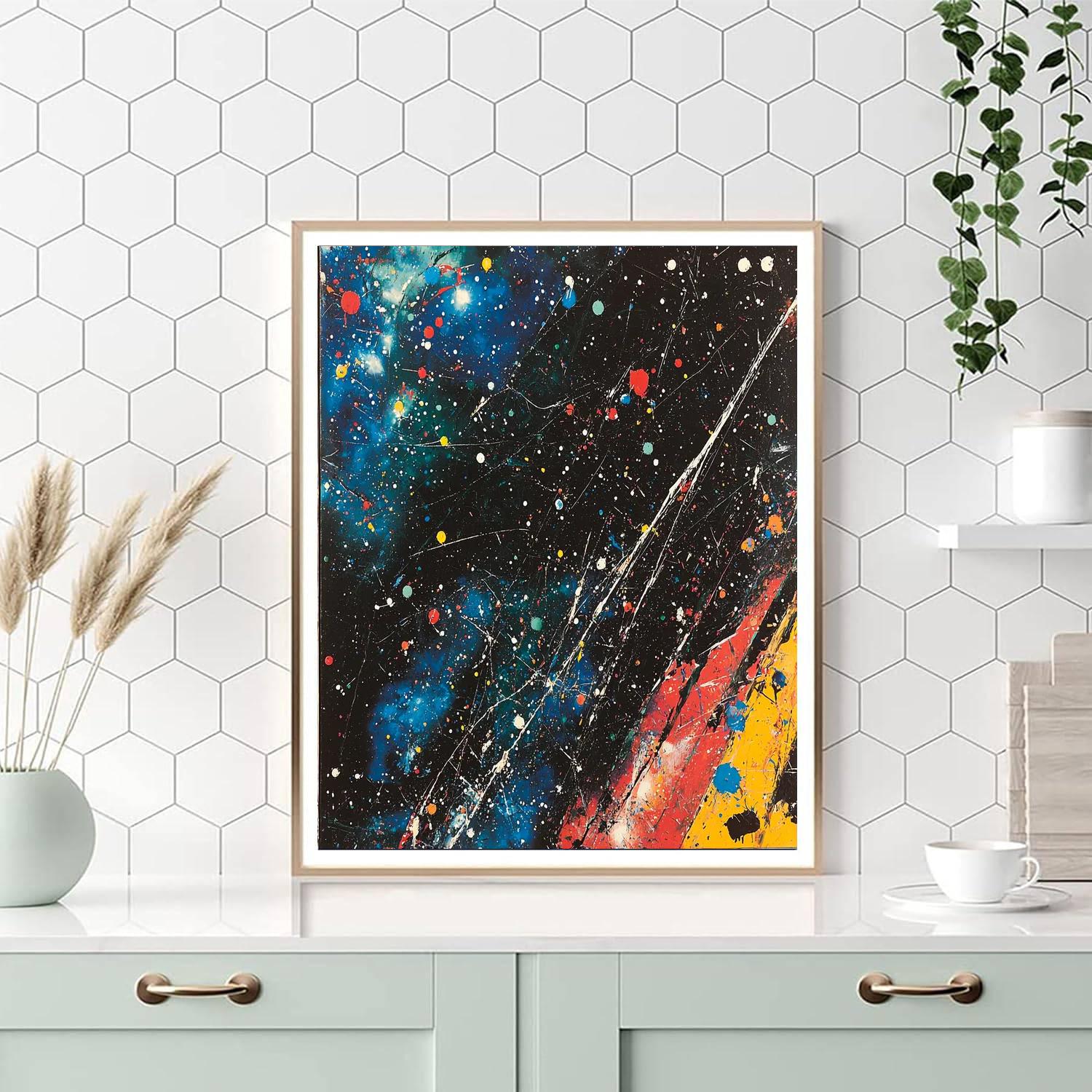 Jackson Pollock Inspired Celestial Midnight Dance  Number Painting